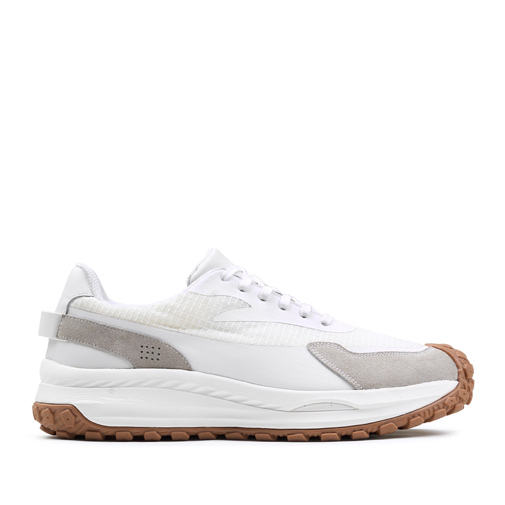 Prabu - Bawana White Grey Sepatu Kulit Sneakers Pria Putih Abu - Abu
