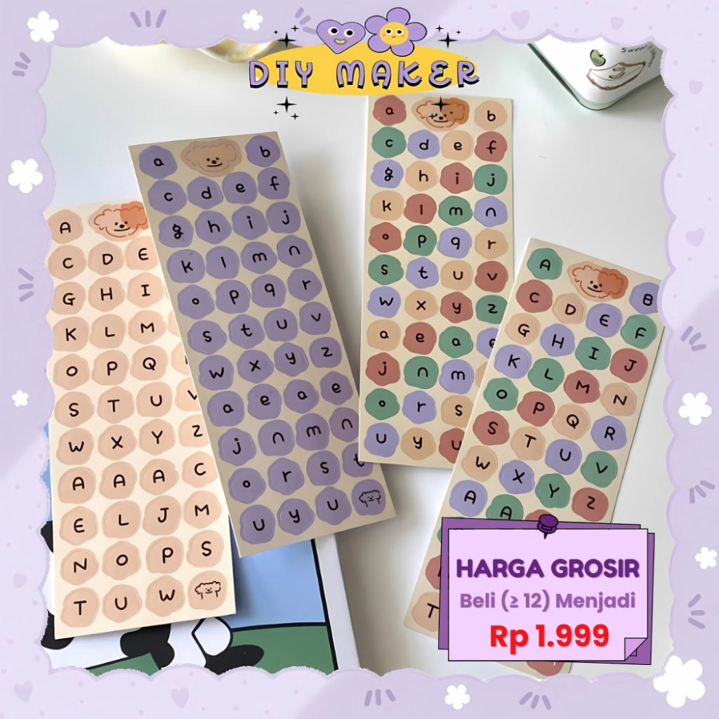 

DM Stiker Alphabet Abjad Huruf Lucu Bear Sticker Huruf Perekat Untuk Dekor Buku Jurnal / Diary SD08