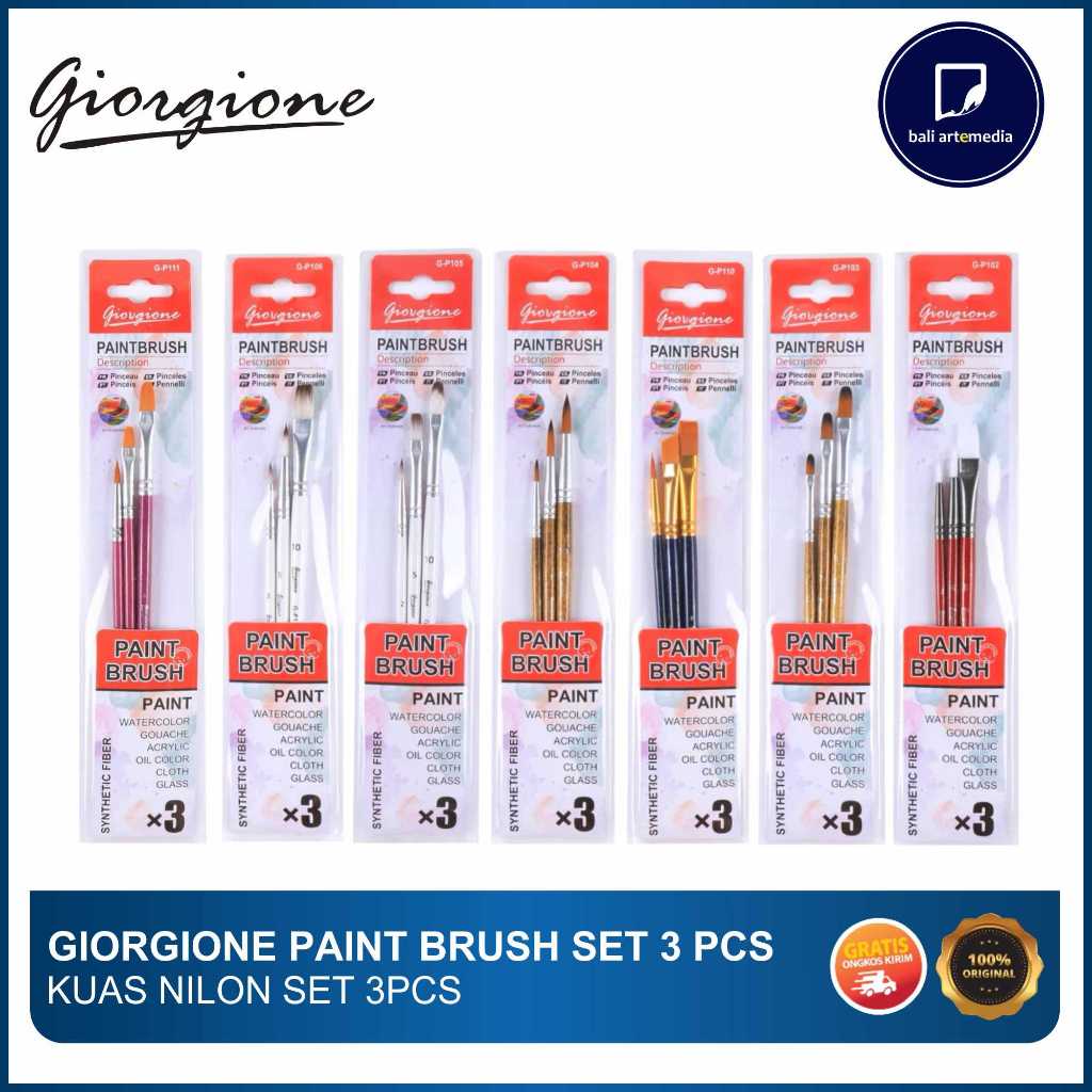 

Giorgione - Paint Brush Set 3pcs - Kuas Lukis Set isi 3 - Bali Artemedia