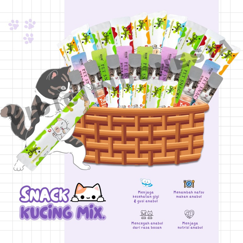 Snack Kucing Cat Strip Creamy mix 500gr /Makanan Snack Kucing Adult Kitten Cat Strips/Cat Strip