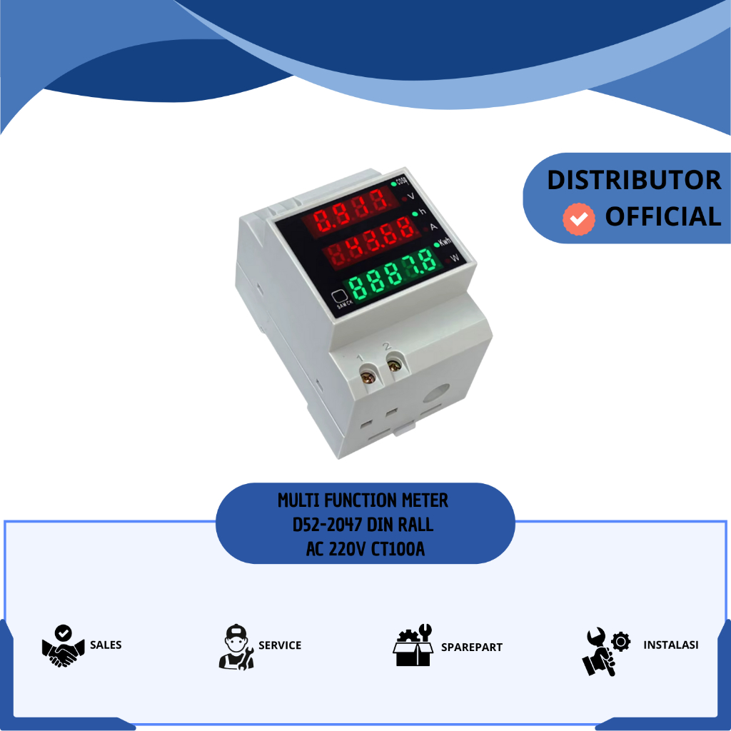 MULTI FUNCTION METER D52-2047 DIN RALL AC 220V CT100A