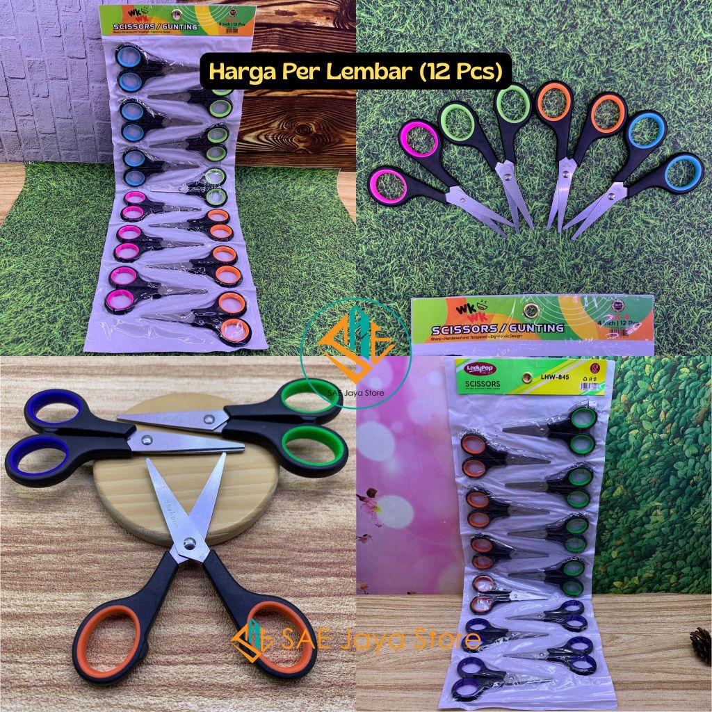 

(12 PCS) SAE - GUNTING KERTAS TAJAM LEMBARAN MEREK WK WK 4 INCH DAN LADYPOP LHW-845 UKURAN KECIL