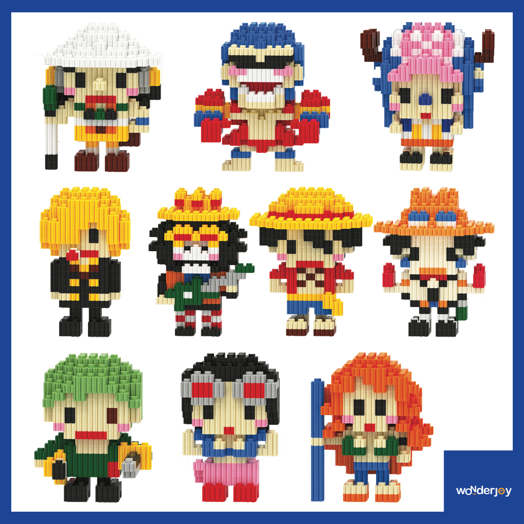 Wonderjoy Nano Block Bricks Anime Figure Karakter 3D Series One Piece Luffy Zoro Chopper Mainan Eduk