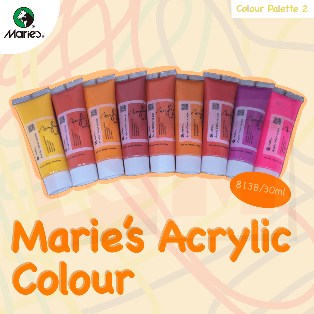

[Colour Pallete 2] Cat Akrilik Marie's 30ml 813B / Maries Acrylic Paint Color Tube 30 ml / Orange & Red Family