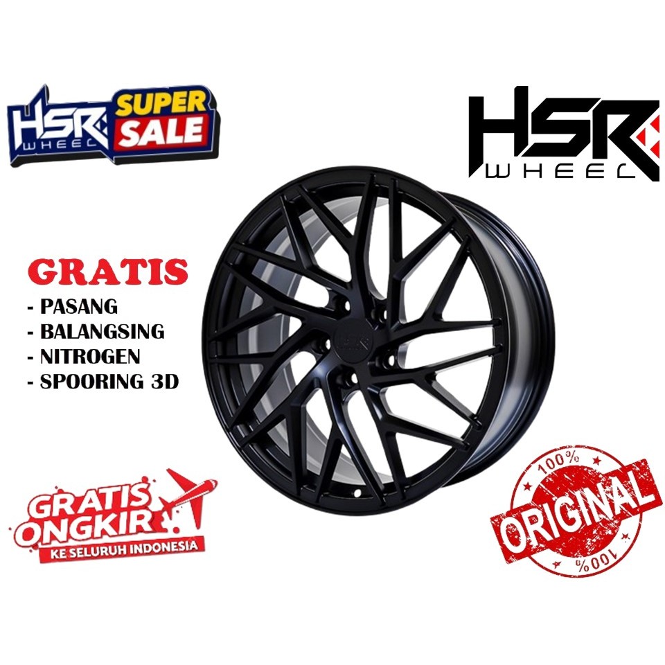 VELG MOBIL RACING ORIGINAL HSR TYPE RFG RIYAI R19 PCD 5X120 LEBAR 8,5 ET40 WARNA SATIN BLACK