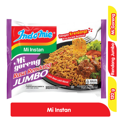 

Indomie Mi Instan Goreng Jumbo Rendang 120 g / Mie Instan Indomie Goreng Rendang