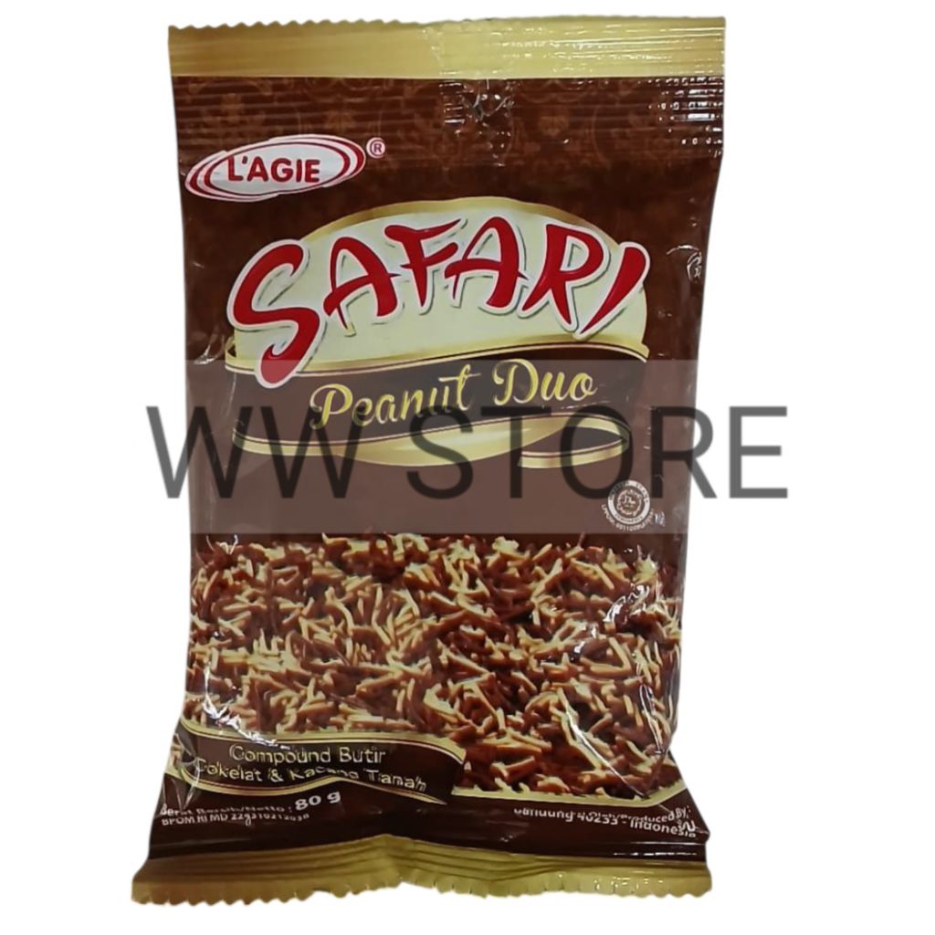 

Butiran coklat tabur meses meises cokelat paduan butir polos campur kacang tanah halal MUI L'AGIE LAGIE SAFARI Compound Chocolate Rice PEANUT DUO 80g