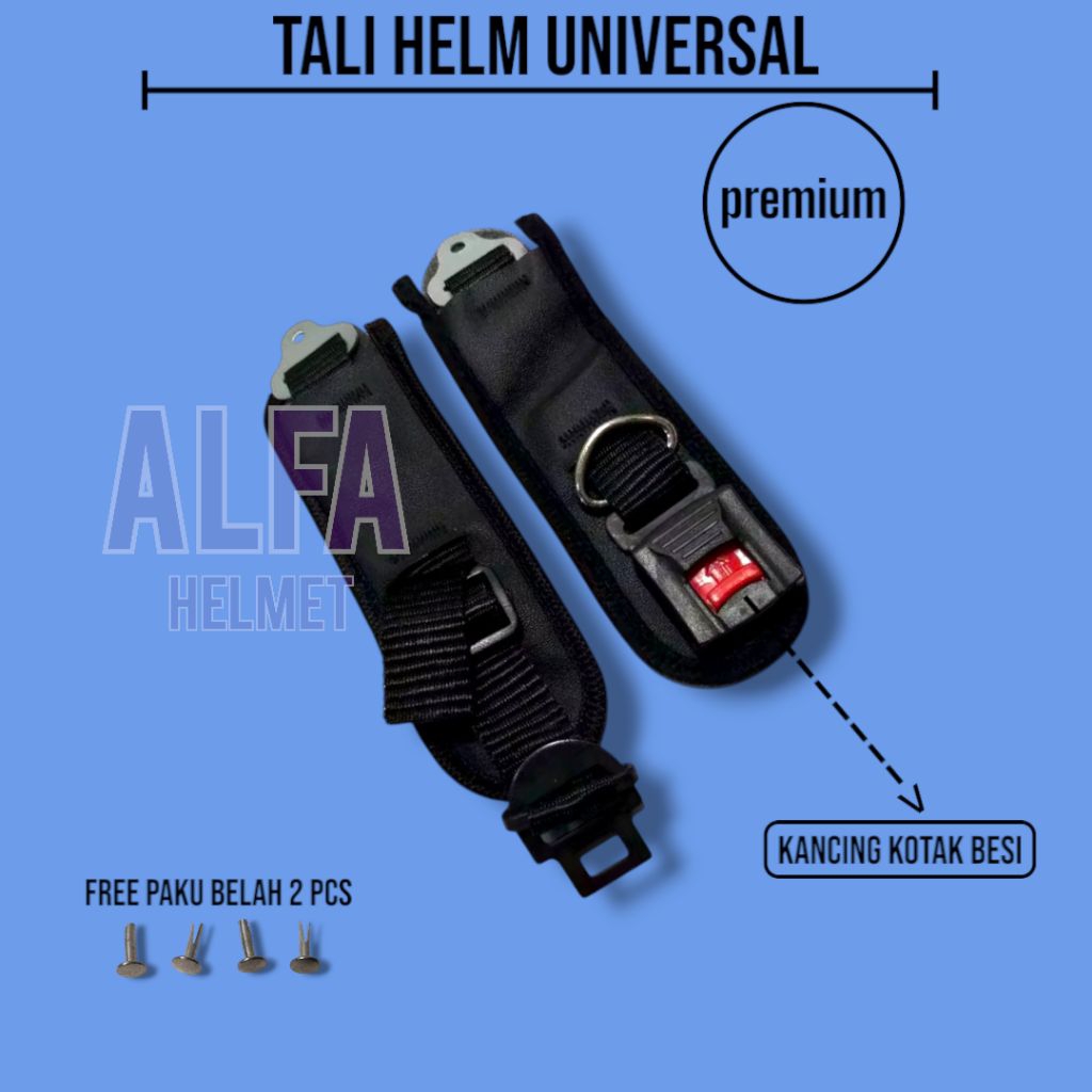 Tali Helm Kyt Kancing Kotak Besi / Gesper Helm Universal Kancing Kotak / Tali Gesper Helm Universal