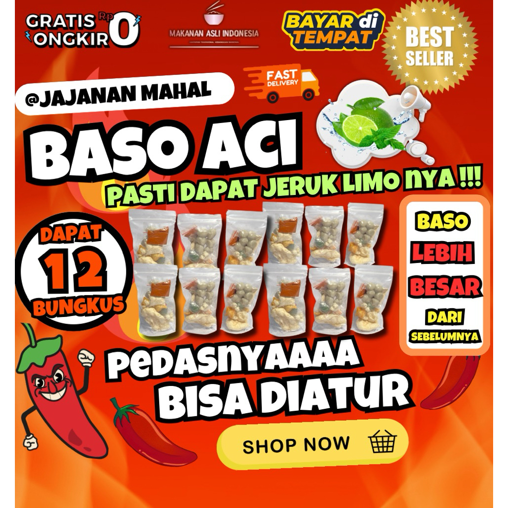 

Baso aci ori 12Bks 20 rb an murah enak lezat makanan pedas kuah instant gratis ongkir Rp0