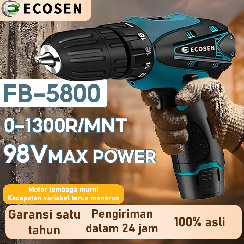 ECOSEN Mesin Bor Baterai Tangan 98V Bor Listrik Bor cas Bor mini Bor portable Bor Portable Obeng