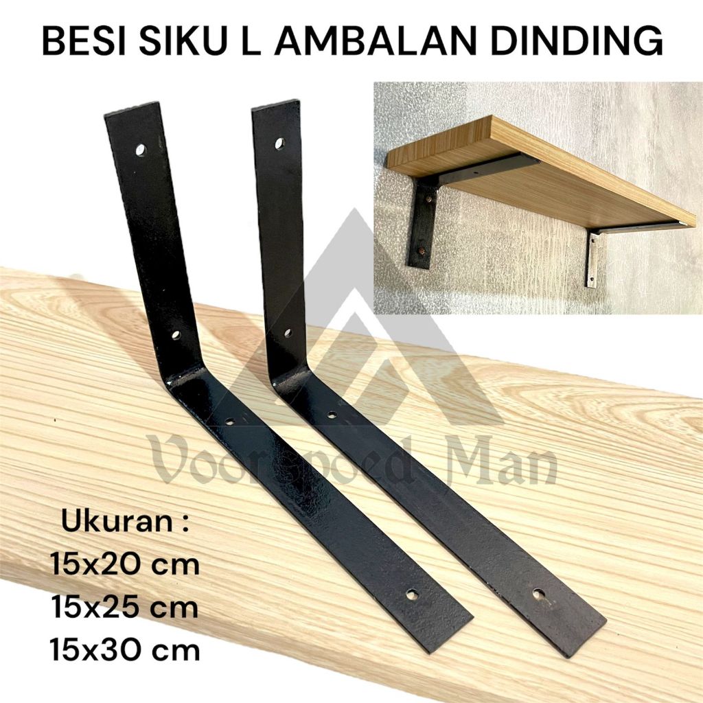 [Voorspoed] Besi Siku Dudukan Rak Dinding Jumbo | Rak Siku Besi L Penyangga Papan Ambalan Meja Belaj