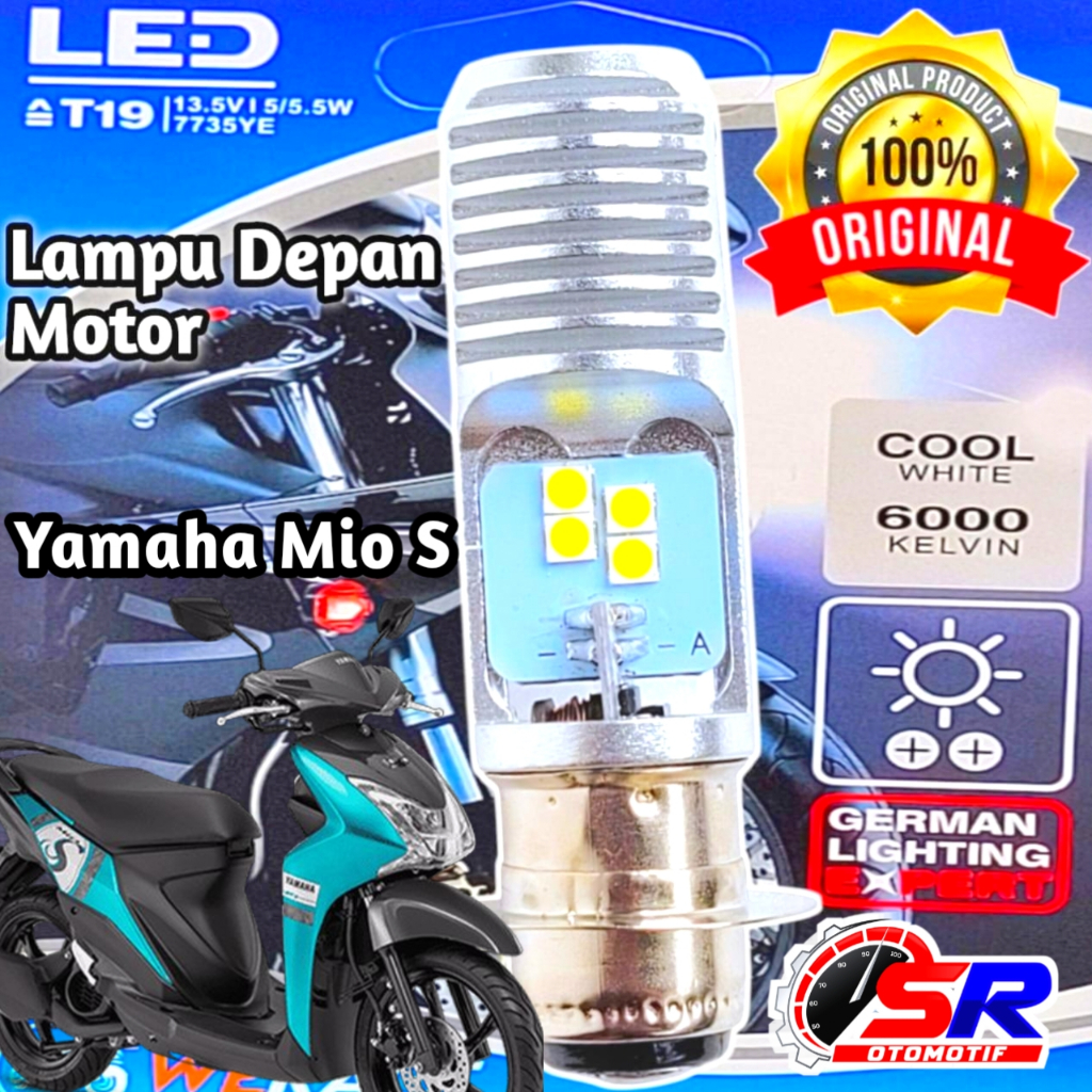 Lampu Depan LED Motor Yamaha Mio S Soket H6 T19 AC/DC 12 Volt Pengganti Dop/Bohlam Standar
