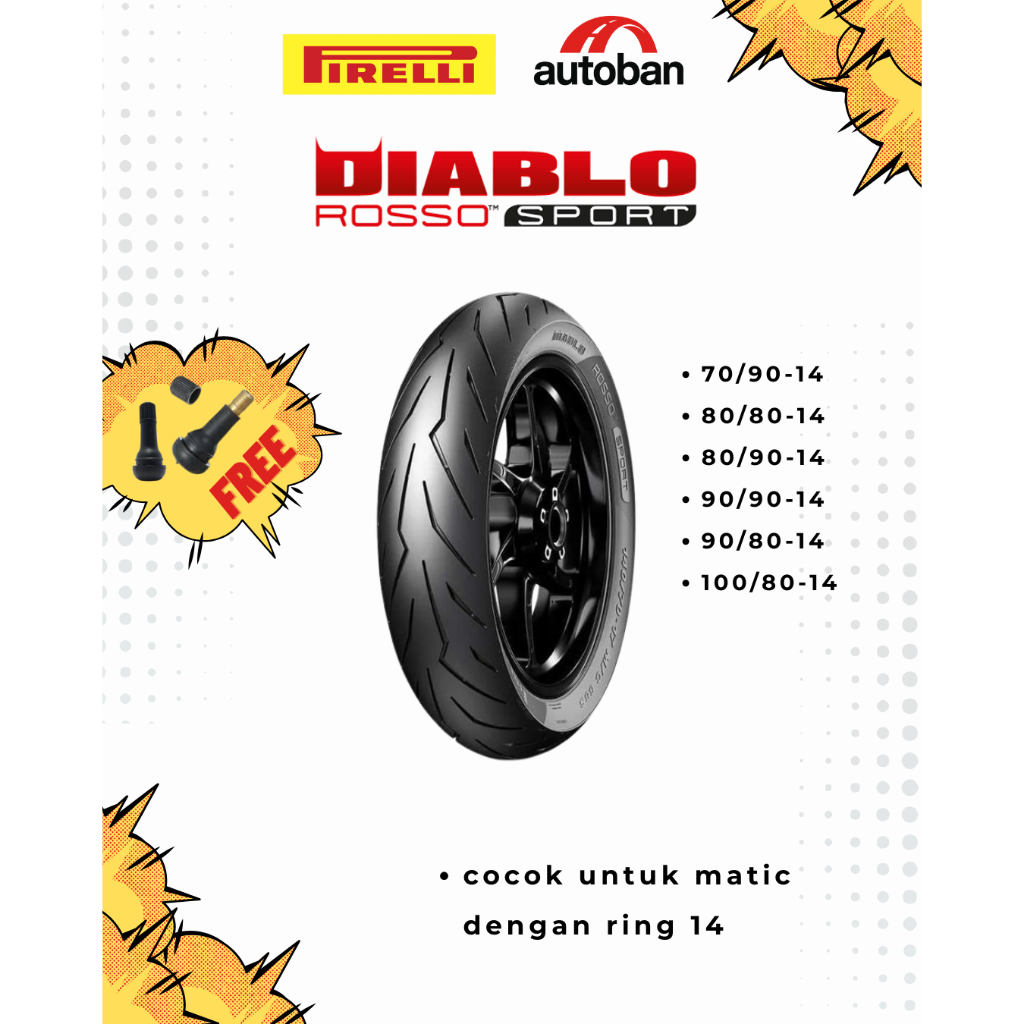 Ban Motor Matic PIRELLI DIABLO ROSSO SPORT Ring 14 Beat, Vario, Mio, Dll