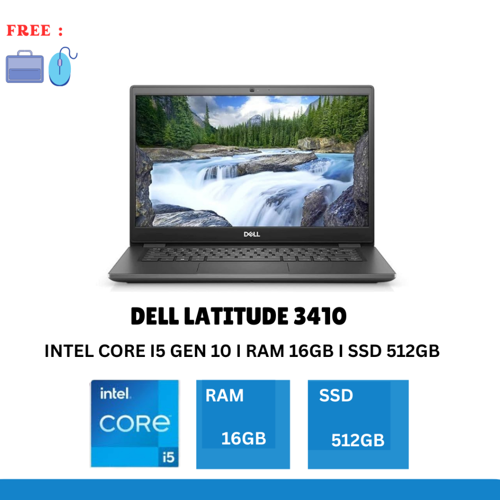 LAPTOP DELL LATITUDE 3410 INTEL CORE I5 GEN 10 RAM 16GB SSD 512GB BERGARANSI