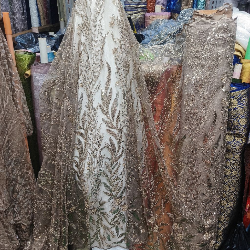 kain tile payet premium / tile payet / bahan kebaya