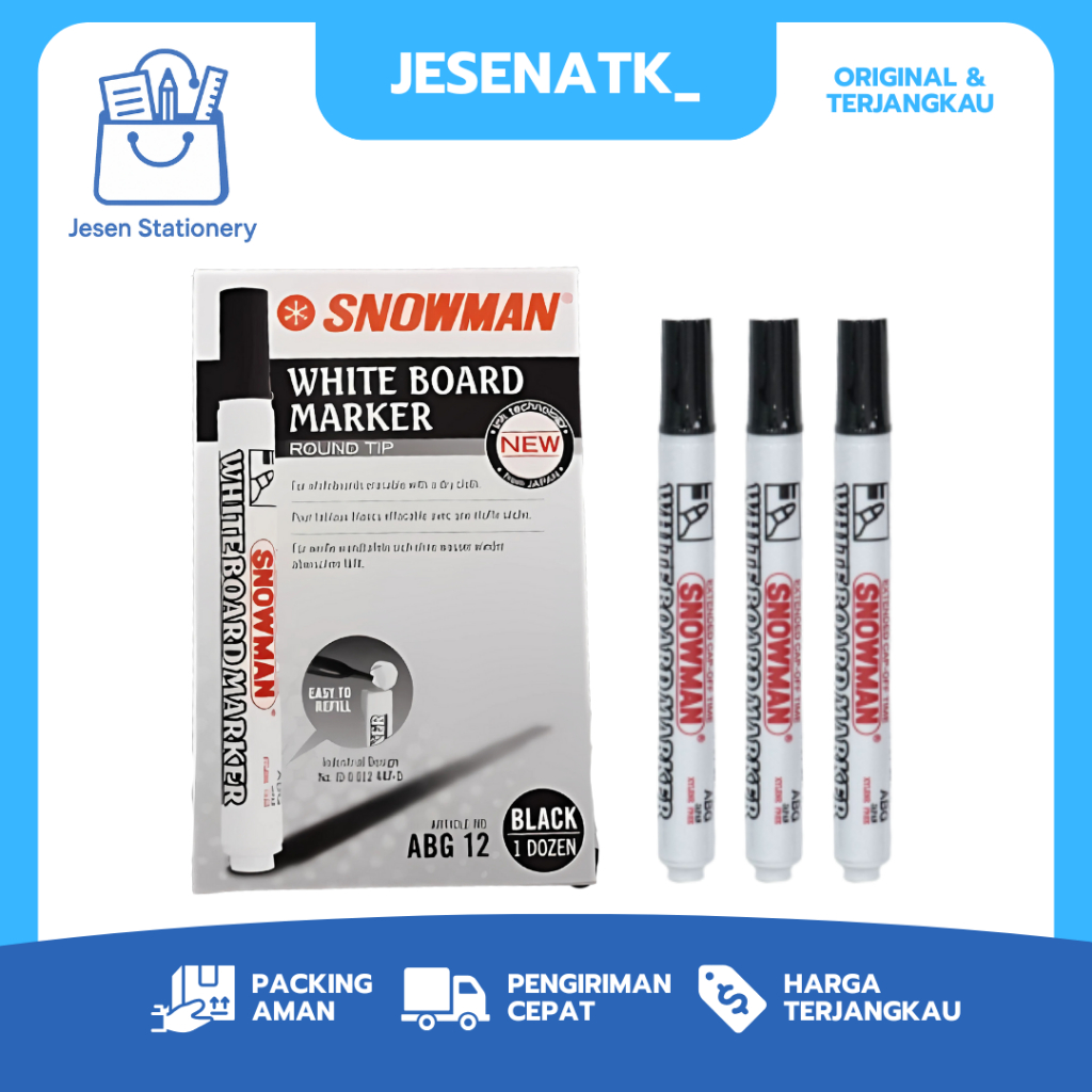 

Spidol Snowman Whiteboard ABG 12 Papan Tulis Bisa Dihapus