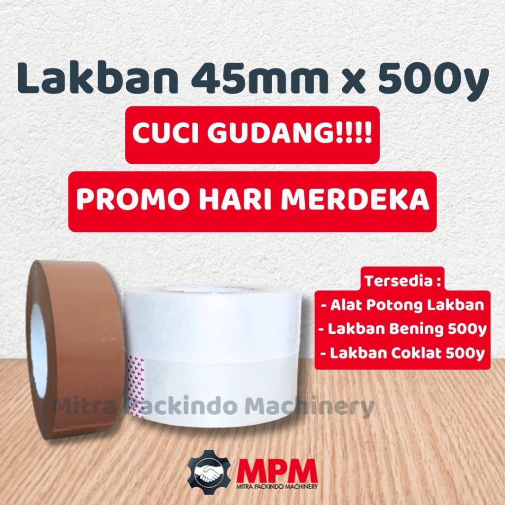 

LAKBAN 45mm x 500 Yard CUCI GUDANG PROMO HARI MERDEKA Lakban Jumbo 45x500
