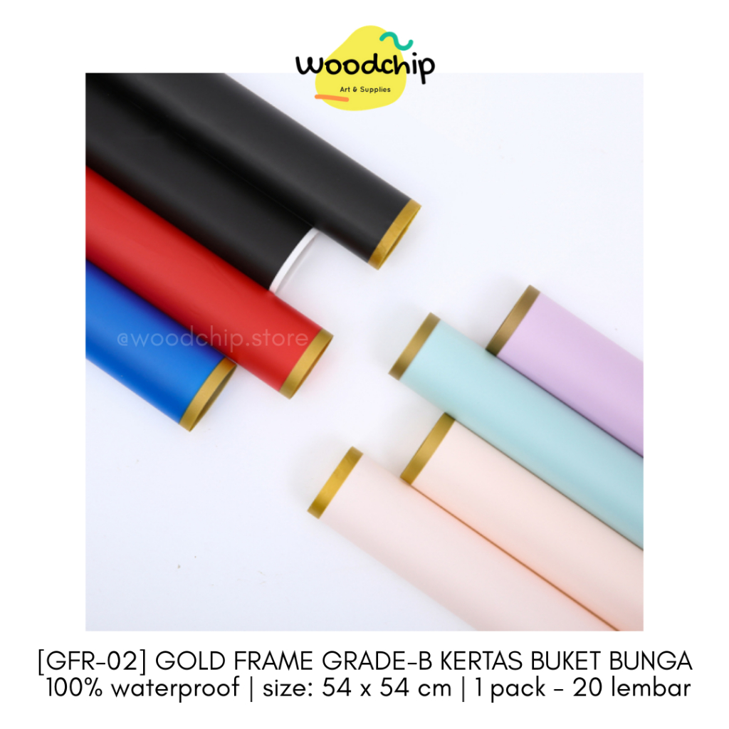 [PACK] GRADE-B GOLD FRAME CELLOPHANE (PGFRB) | KERTAS BUKET BUNGA WRAPPING PAPER