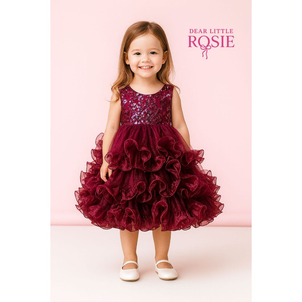 dearlittlerosie PREMIUM GIRL DRESS - DRS32UG Gaun Pesta Anak Perempuan Magenta-LEONIE DRESS