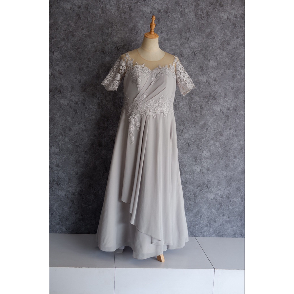 Silver Big Size Dress Brukat Dress Mom Dress Pesta Dress Kondangan Dress Preloved Second