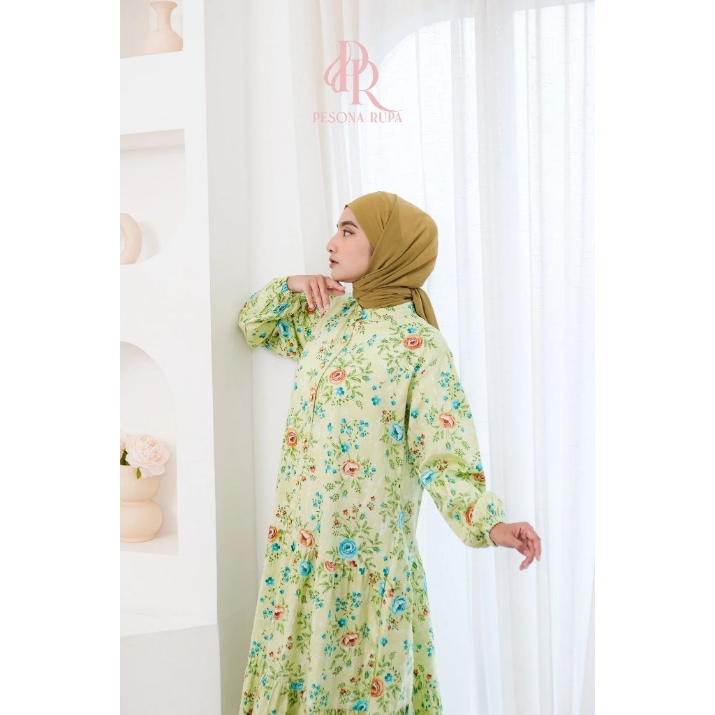Lily Series - Lemon Bloom | Baju Wanita | Baju Muslimah | Midi Dress| Dress Muslimah Panjang | Gamis