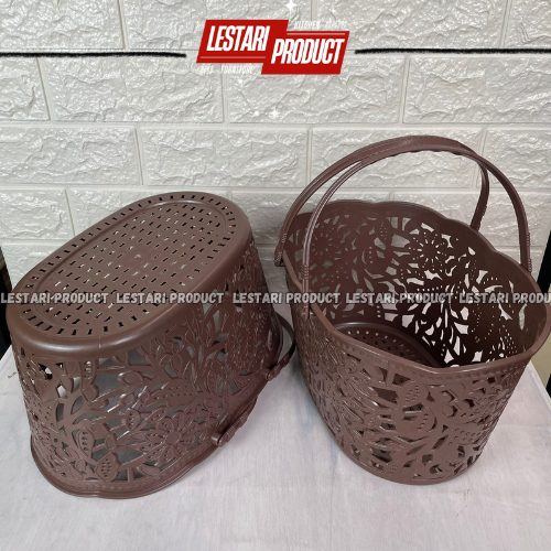 ( 6 PCS ) KERANJANG JINJING OVAL MOTIF BUNGA | KERANJANG UNIK | KERANJANG PLASTIK | KERANJANG SABUN 