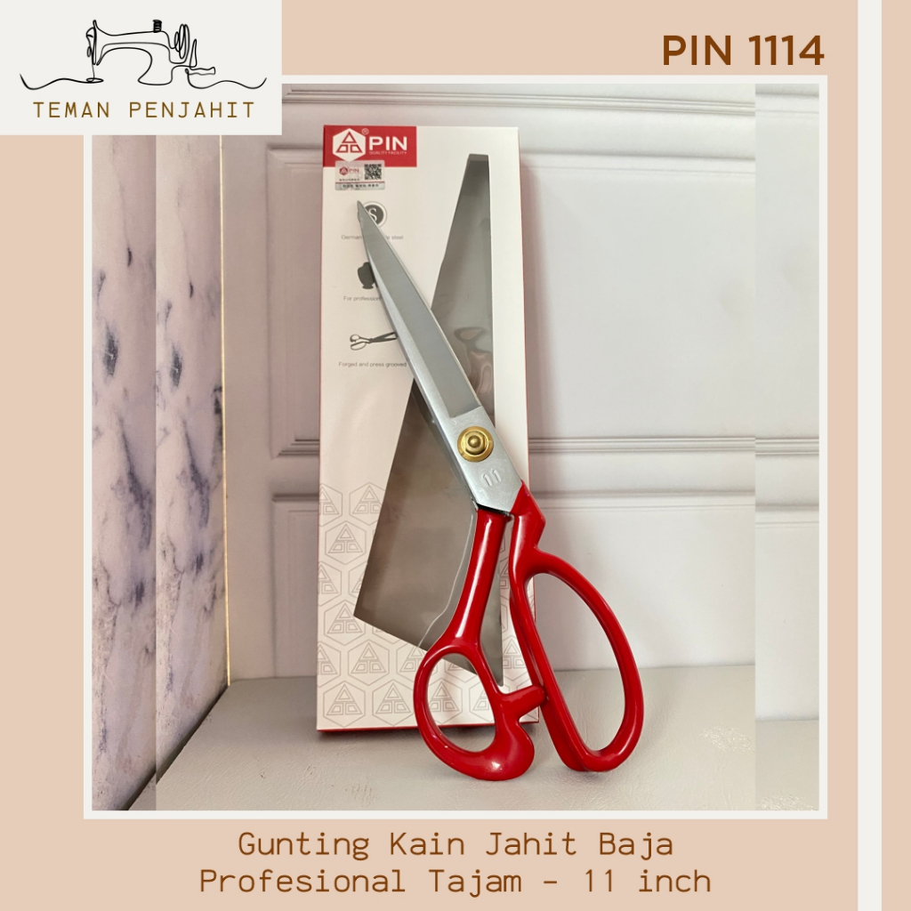 Gunting Kain Jahit Merk "PIN" MERAH 11 Inch / Gunting Kain Pin 1114