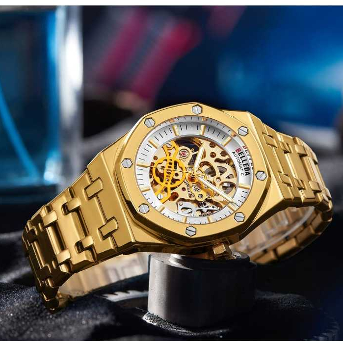 Jam Tangan Pria Belleda 9532 Automatic Sakelton Stainless Original Water Resistance Mewah Original