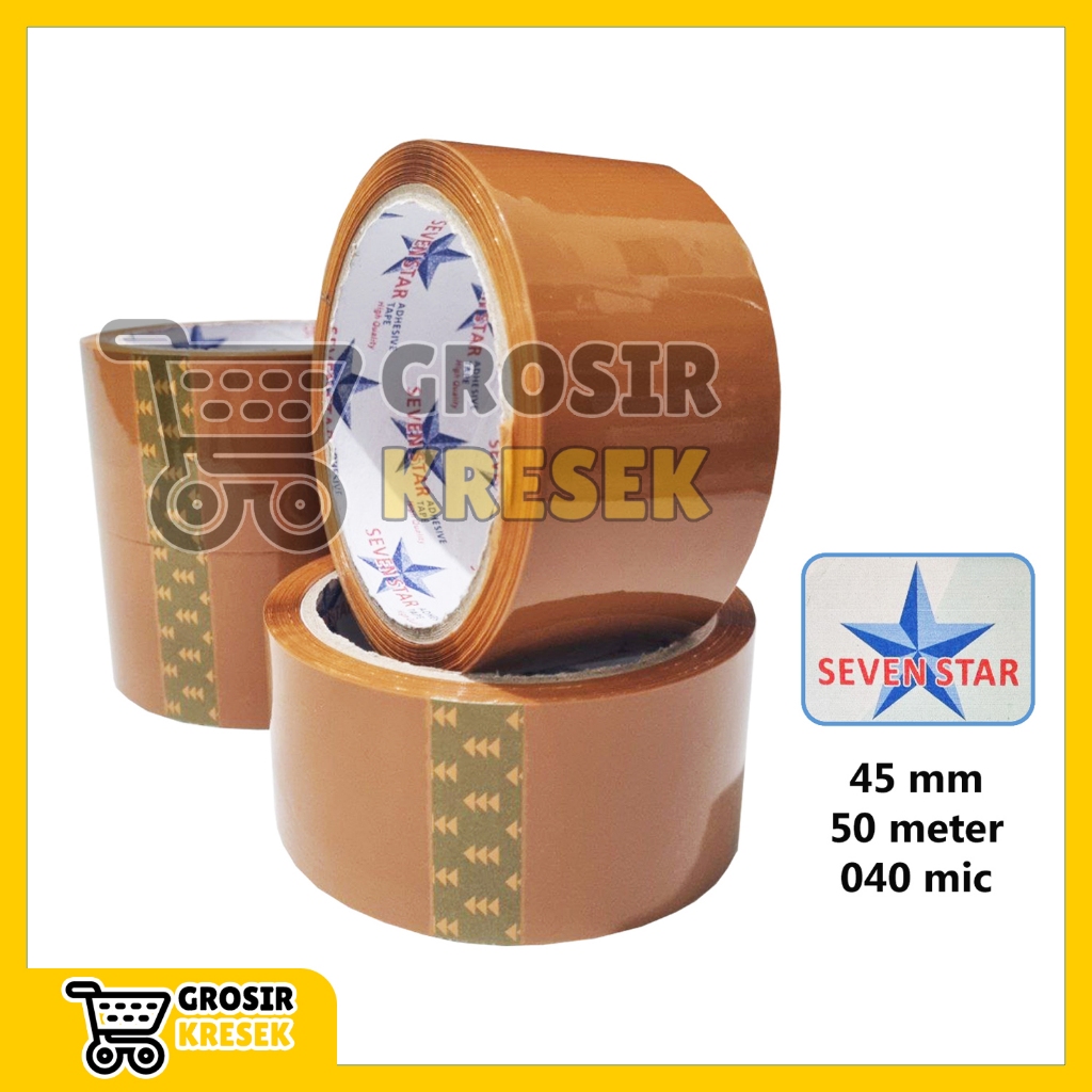 

[36 Pcs] T190 Lakban Coklat SEVEN STAR 45mm 50 meter 040mic - Plester Tan Tape Isolasi