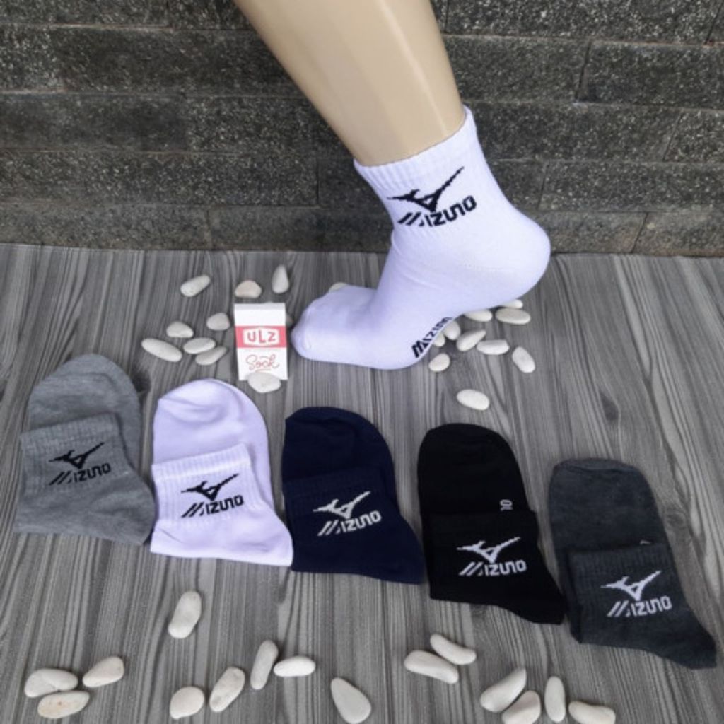 1 Lusin Kaoskaki Sport Pria Motif Mizuno / Kaos Kaki Mizuno Original Tebal