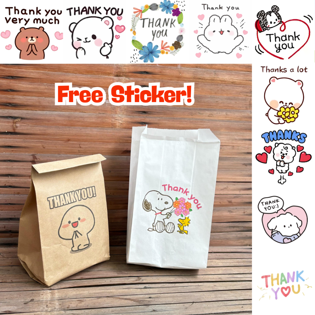 

Kantong Kertas Paper Bag Thank You | Amplop Bungkus Kado Aesthetic Gift Bag Cookies - Putih Cokelat