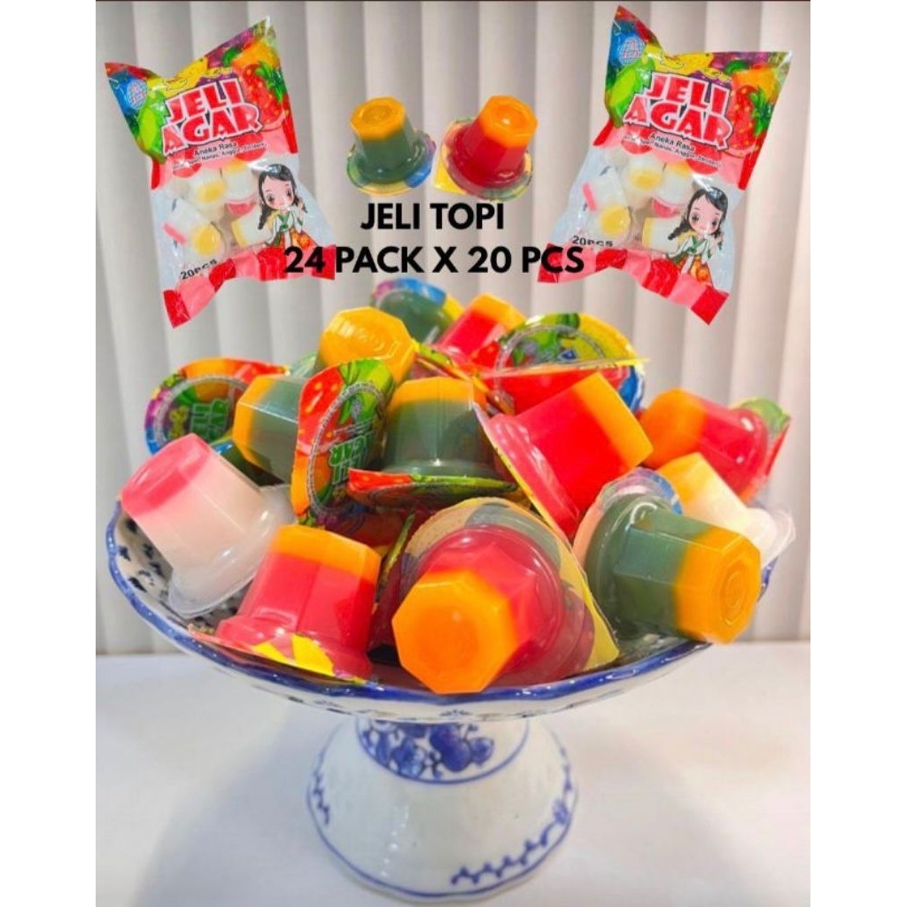 

Permen Cemilan Snack Jelly Jeli Topi Mainan Anak Murah (isi 20 pcs)