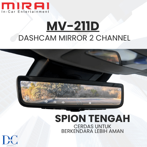 Dashcam Mirai MV-211D - Dashcam 4K Smart Mirror - 2 Channel Dashcam Mobil - DVR Mobil - 100% Origina