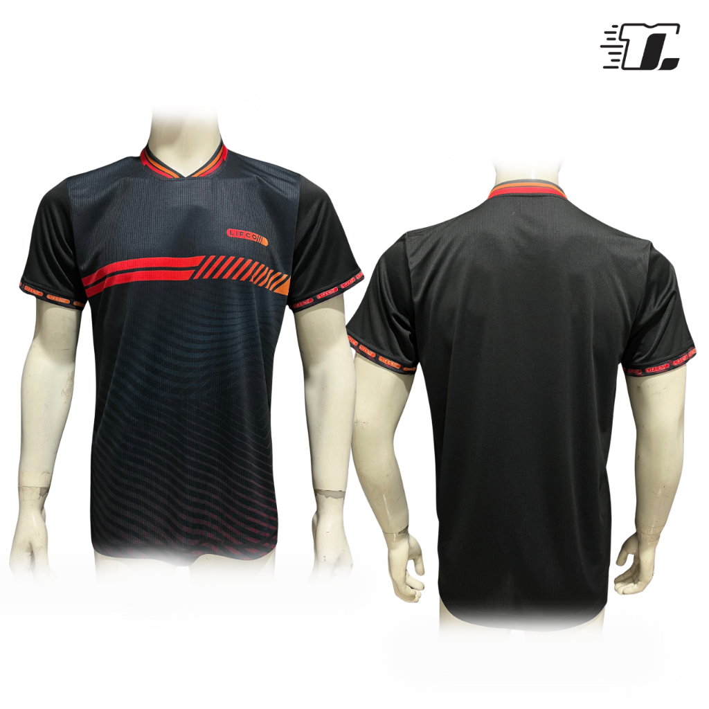Baju Jersey Olahraga Voli / Badminton / Futsal Original Lifco Print  Depan Hitam Orange