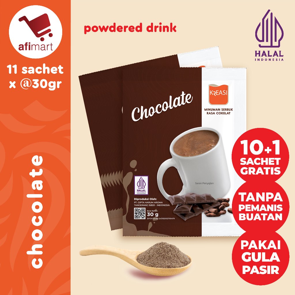 

Kreasi Bubuk Chocolatte 10+1 Sachet x @30gr / Minuman bubuk Rasa Coklat