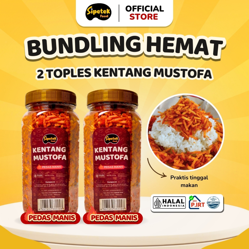 

[LEBIH HEMAT] Paket Kentang Mustofa Pedas Manis Balado Toples 170gr Sipetek Food