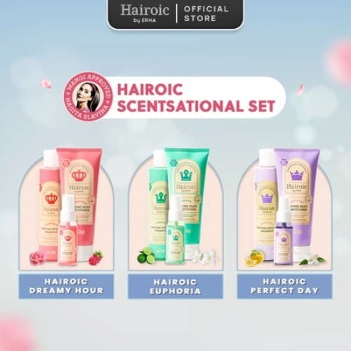 Hairoic by ERHAIR Set Sampo + Kondisioner + Hair Mist with Niacinamide, Glycerin, Vitamin C, E, B5 (