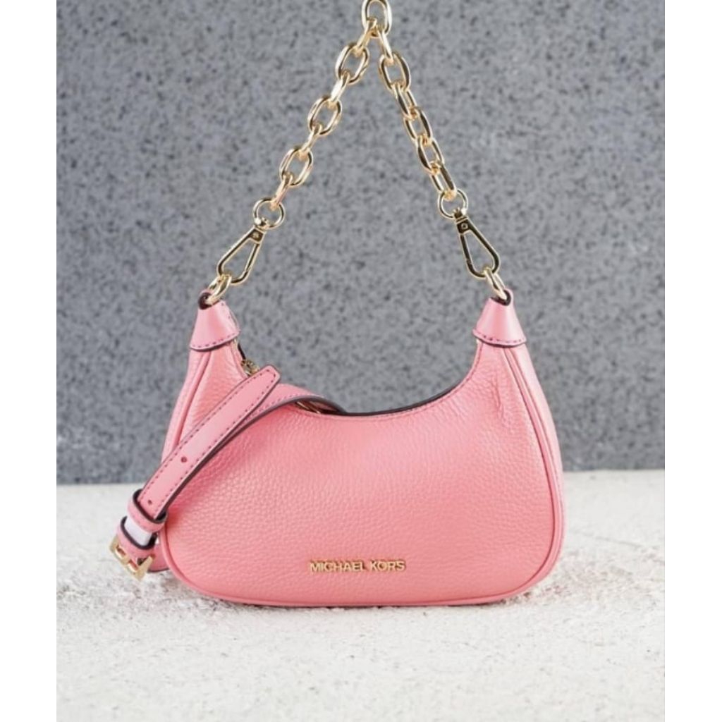 mk Cora Mini Zip Pouchette Leather Pink n
