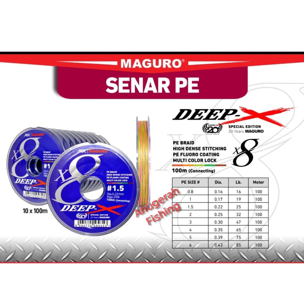 Senar PE Maguro DEEP-X | X8 | 150M dan 100M Connecting | PE Braid | Alat Pancing Original