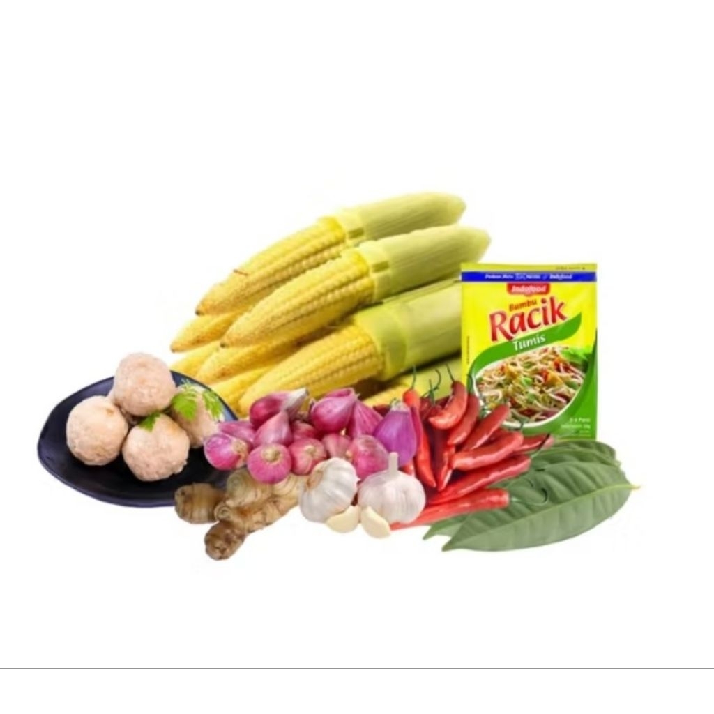 

Paket tumis jagung putren + bakso..