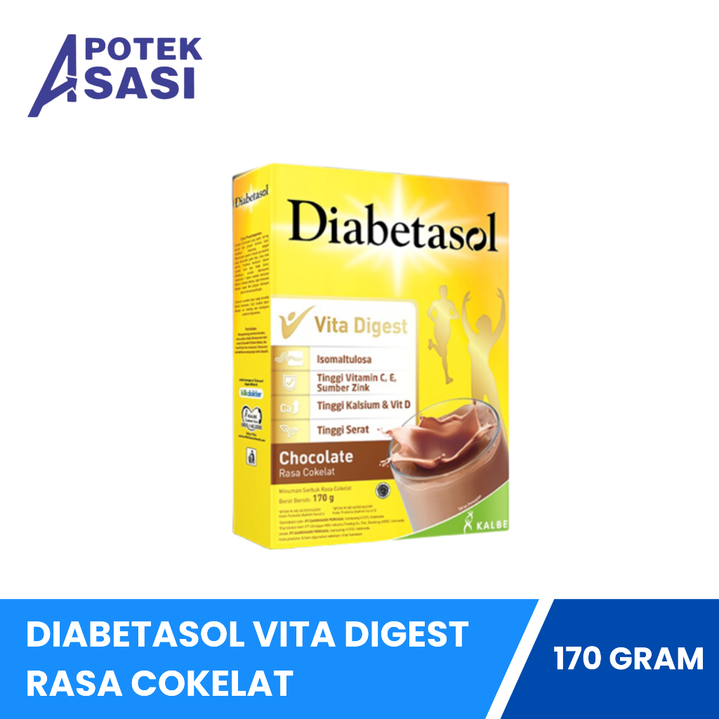 

Diabetasol Vita Digest Rasa Cokelat @ 170 Gram - Membantu Mengukur Kadar Glukosa Darah