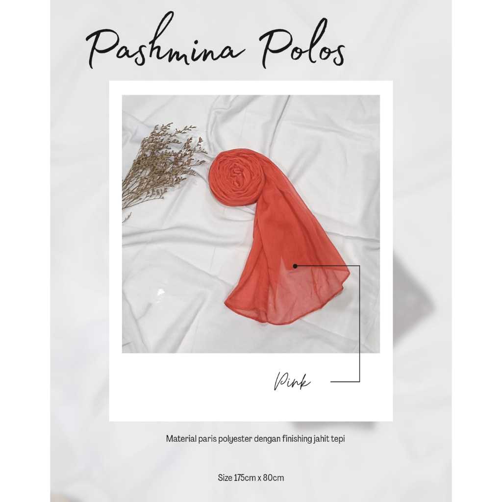 Pashmina Polos Polyester Hijab Paris | Jilbab Praktis dan Simple | Hijab Polosan
