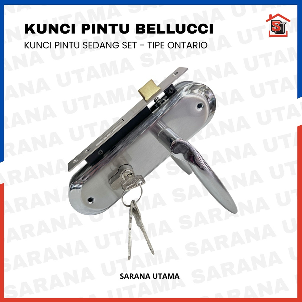 Kunci Pintu Rumah Sedang Stainless Bellucci - Tipe Ontario