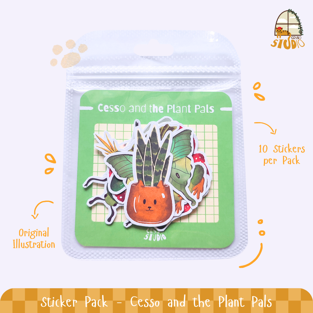 

[CS] Sticker Pack | Cesso and the Plant Pals | Cute Sticker Pack 10pcs