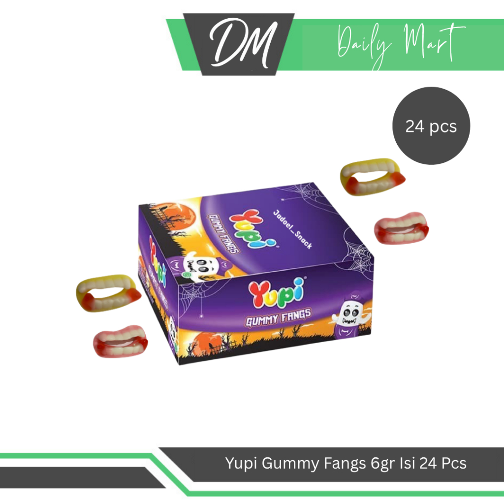 

Yupi Gummy Fangs 1 Box Isi 24 Pcs x 6gr - Permen Kenyal Berbentuk Lucu Enak Murah