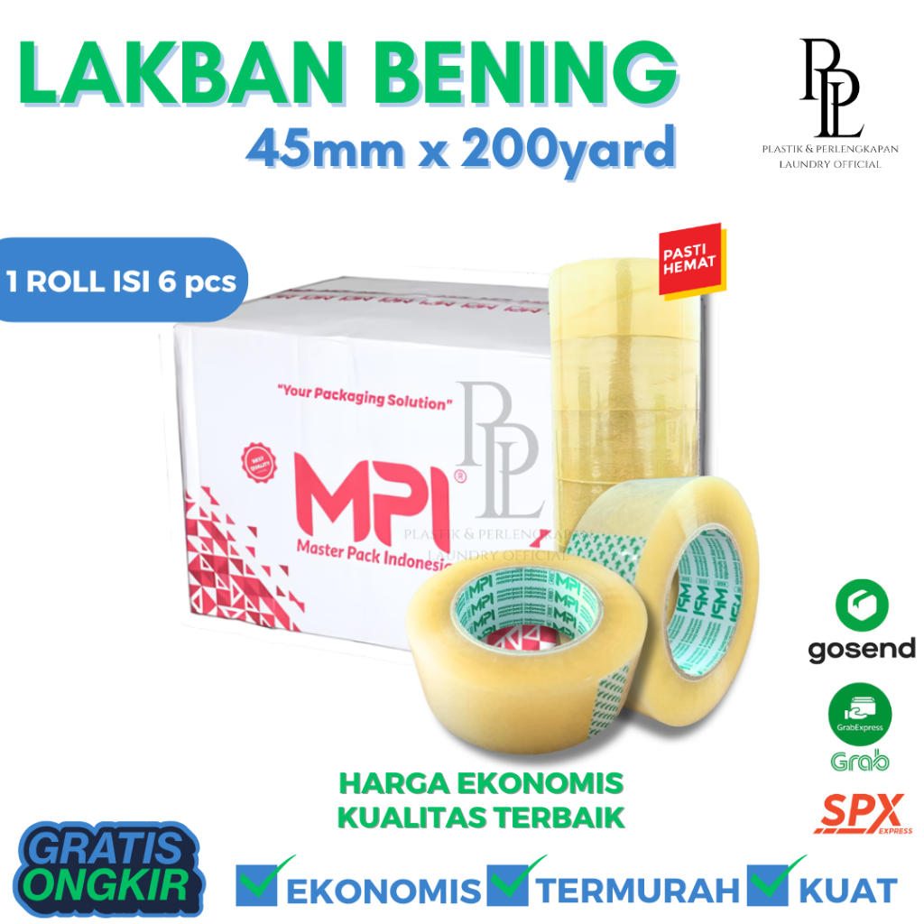 

[TERMURAH] Lakban Bening 200yard 45mm | BOPP TAPE | Isolasi Bening / Clear Tape Daya Lengket Kuat Ekonomis Termurah