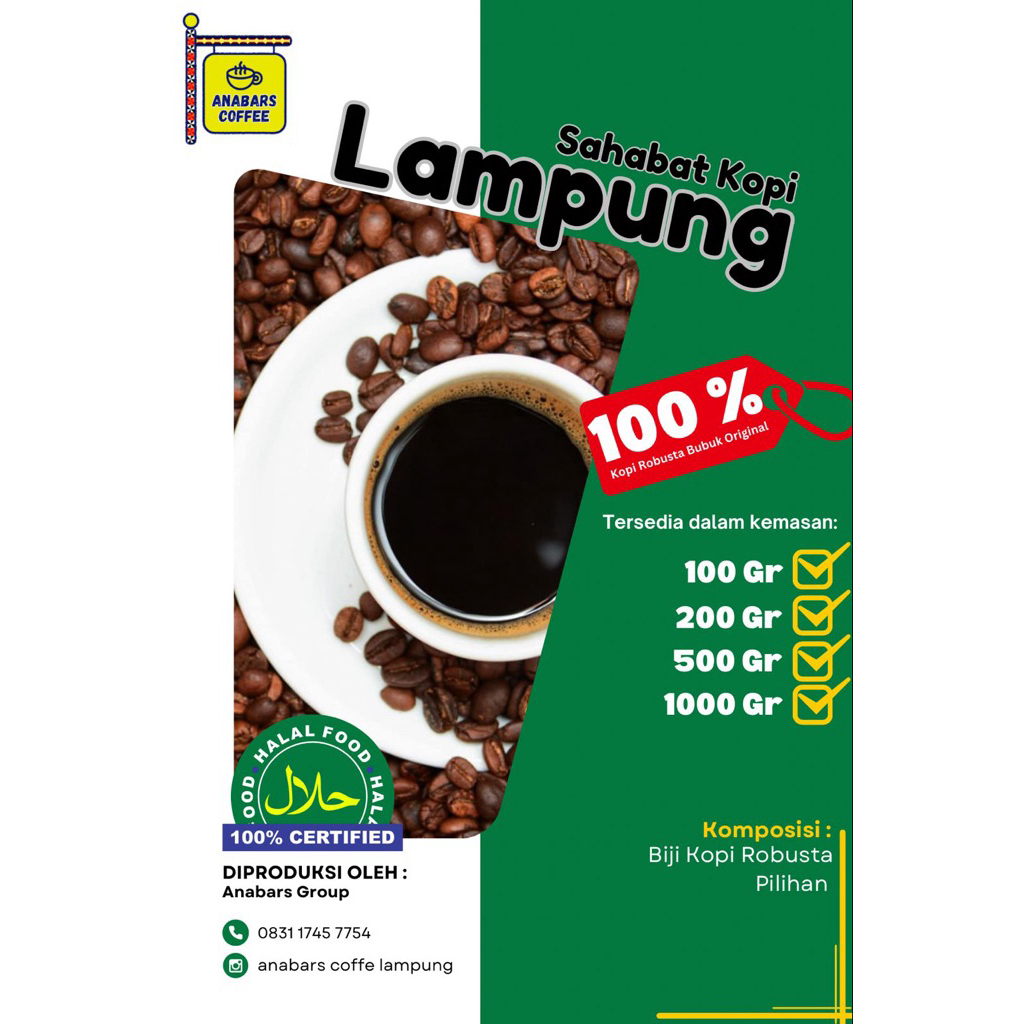 

Kopi Robusta Lampung Barat 100 % murni tanpa campuran