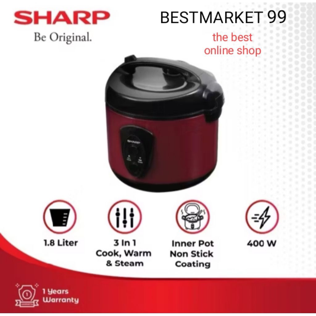 MAGIC COM SHARP KS-N18MG RD 1,8 LITER ANTI LENGKET ORIGINAL