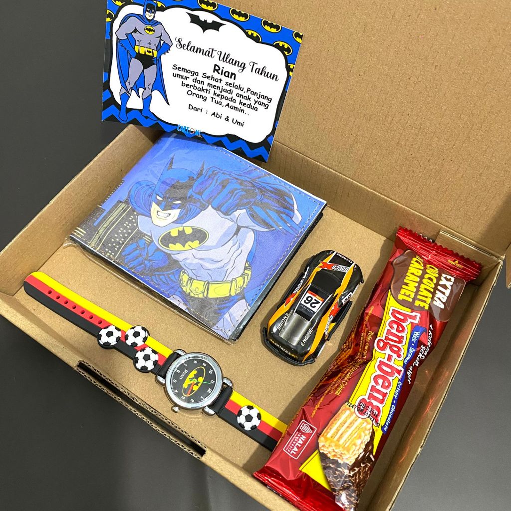 Hampers Jam tangan Untuk kado anak cowok jam tangan motif Batman