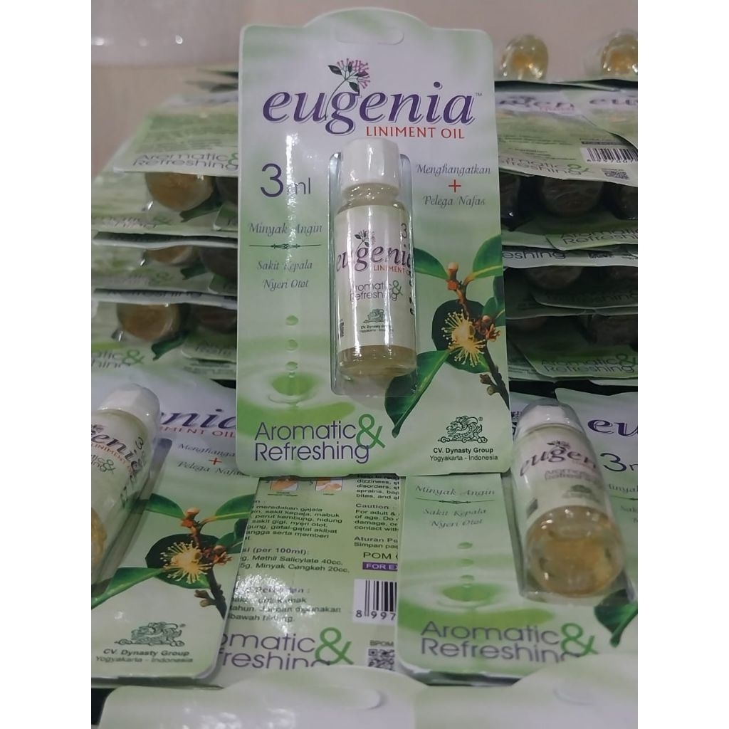 eugenia liniment oil 3ml, eugenia 3 ml, minyak angin aromaterapi, minyak cengkih, cengkeh,